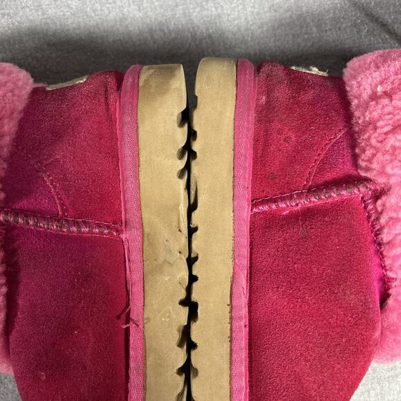 UGG Classic Mini Fluff Quilted Boots Women's Size 6 Pink Shearling Suede - Picture 11 of 12
